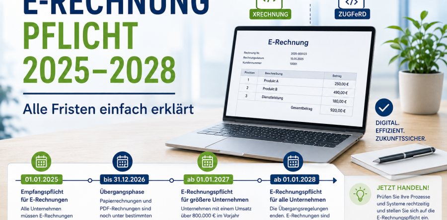 E-Rechnungspflicht 2025–2028 – Alle Fristen einfach erklärt